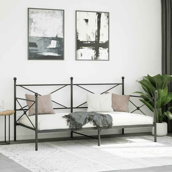 VidaXL kanapéágy matrac nélkül fekete 100x190 cm acél