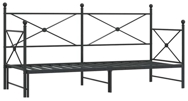 VidaXL fekete acél kihúzható kanapéágy matrac nélkül 75x190 cm