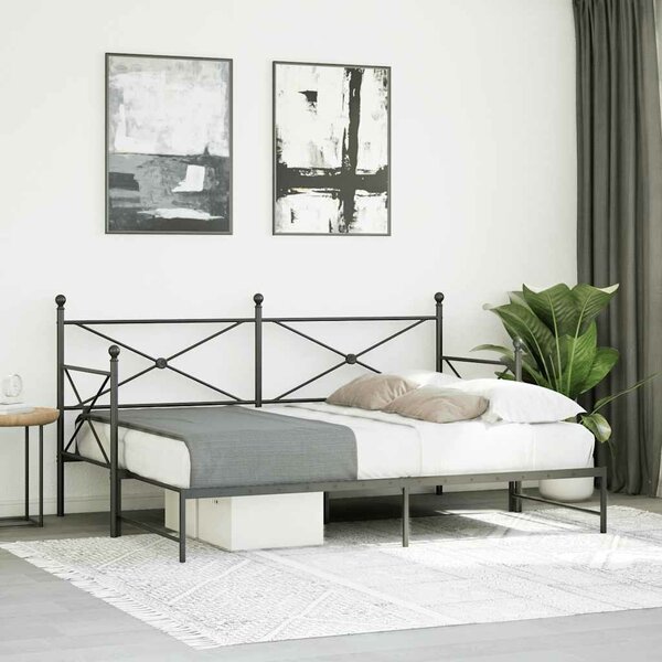 VidaXL fekete acél kihúzható kanapéágy matrac nélkül 75x190 cm