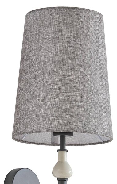 Lindby fali lámpa Haldorin, szürke/fekete, textil, 58 cm, dimmelhető, Nappali / Étkező, Vidéki otthon / Rusztikus