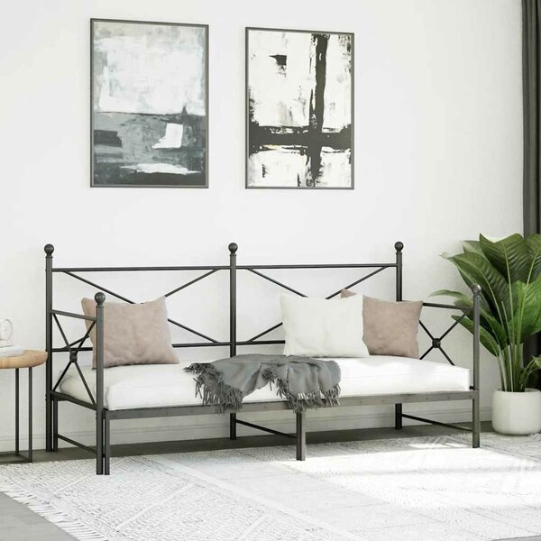 VidaXL fekete acél kihúzható kanapéágy matrac nélkül 75x190 cm