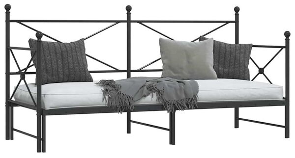 VidaXL fekete acél kihúzható kanapéágy matrac nélkül 75x190 cm