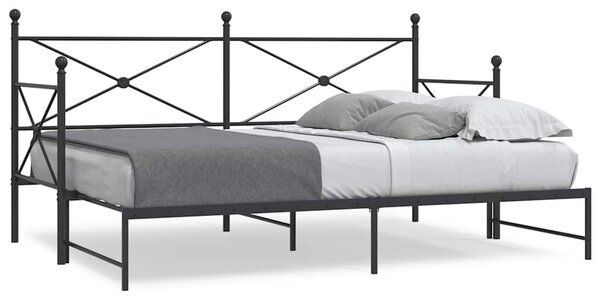 VidaXL fekete acél kihúzható kanapéágy matrac nélkül 75x190 cm