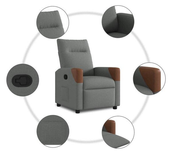 VidaXL sötétszürke szövet relaxfotel