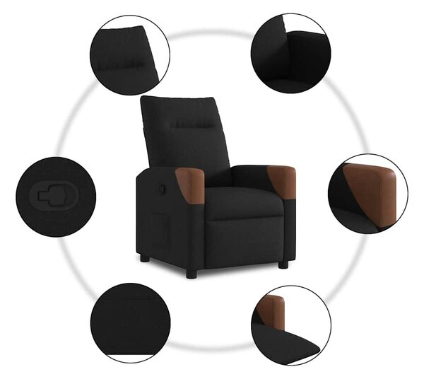 VidaXL fekete szövet dönthető fotel