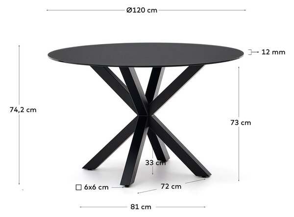 Fekete kerek étkezőasztal üveg asztallappal ø 120 cm Argo – Kave Home