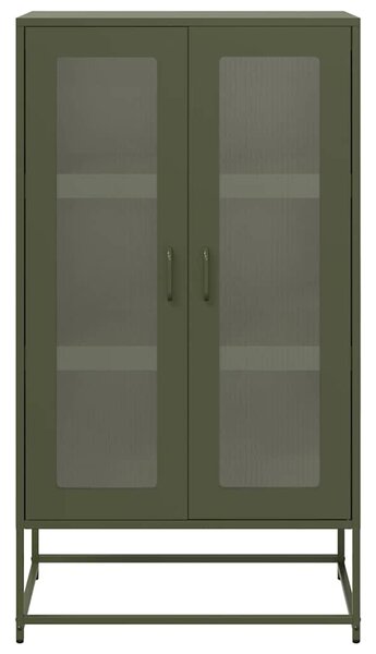 VidaXL Highboard olívazöld 68x39x123 cm Acél