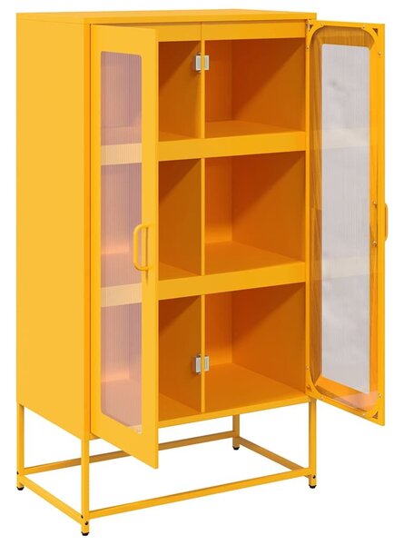 VidaXL Highboard Mustársárga 68x39x123 cm Acél