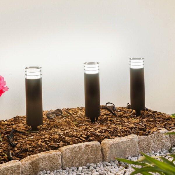 Lindby Smart LED lábazati lámpa Kaelo, CCT, RGB, Tuya, 3 db, dimmelhető, Fekete, Műanyag, Modern