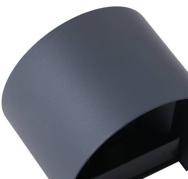 Lindby Smart LED kültéri falilámpa, Dara, szürke, kerek, CCT RGB, Tuya, dimmelhető, Alu / szürke / cink, Műanyag, Modern