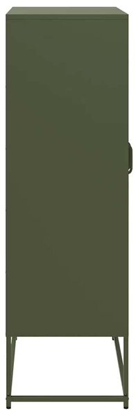 VidaXL Highboard olívazöld 68x39x123 cm Acél