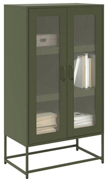 VidaXL Highboard olívazöld 68x39x123 cm Acél