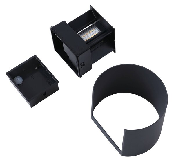Lindby Smart LED kültéri falilámpa, Dara, szürke, kerek, CCT RGB, Tuya, dimmelhető, Alu / szürke / cink, Műanyag, Modern
