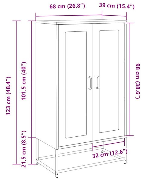 VidaXL Highboard Mustársárga 68x39x123 cm Acél