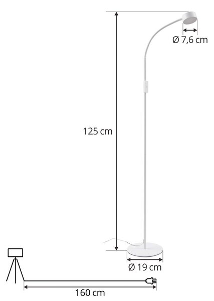Lindby LED álló világítás Maori, fehér, fém, CCT, dimmelhető, dimmelhető, Fehér / opál, Dolgozószoba / Iroda, fém, Modern