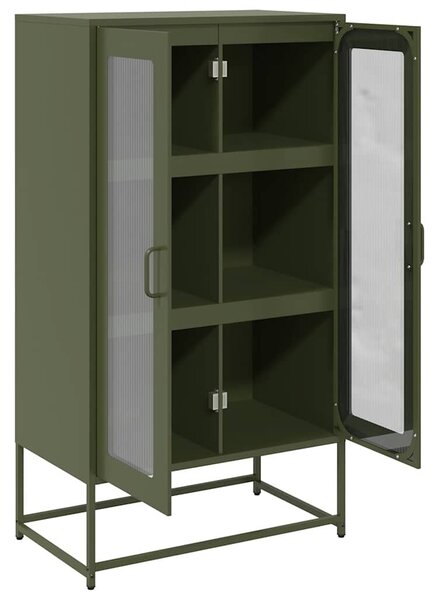 VidaXL Highboard olívazöld 68x39x123 cm Acél