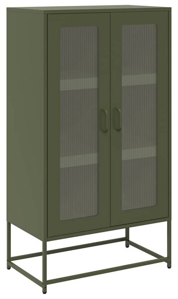 VidaXL Highboard olívazöld 68x39x123 cm Acél