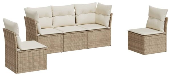 5 részes bézs polyrattan kerti ülőgarnitúra párnákkal