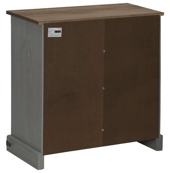 VidaXL HALDEN szürke tömör fa komód tolóajtós 80x40x80 cm