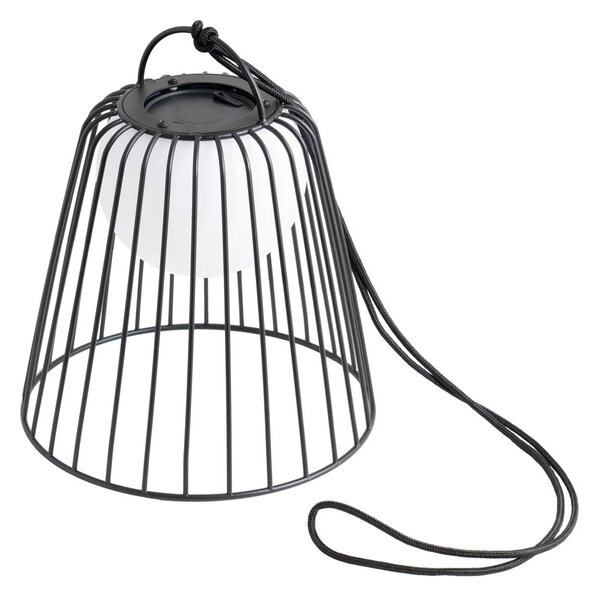 Lindby Levino LED-es akkumulátoros kültéri függesztett lámpa, fekete, fém, dimmelhető, Fekete, fém, Modern