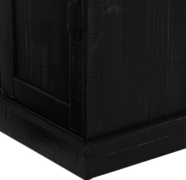 VidaXL HALDEN fekete tömör fa komód tolóajtós 80x40x80 cm