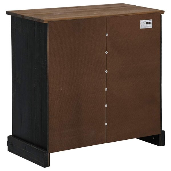 VidaXL HALDEN fekete tömör fa komód tolóajtós 80x40x80 cm