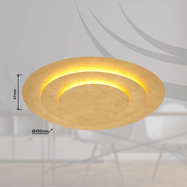 Globo Heda LED mennyezeti lámpa, Ø 49 cm, arany színű, fém, Sárgaréz / arany, Nappali / Étkező, fém, Modern