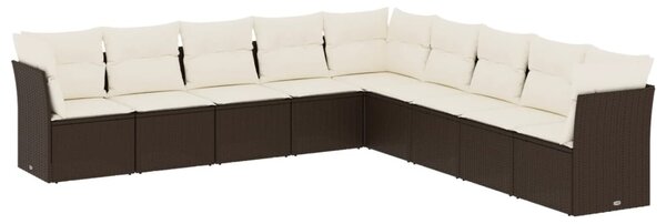 9 részes barna polyrattan kerti ülőgarnitúra párnákkal