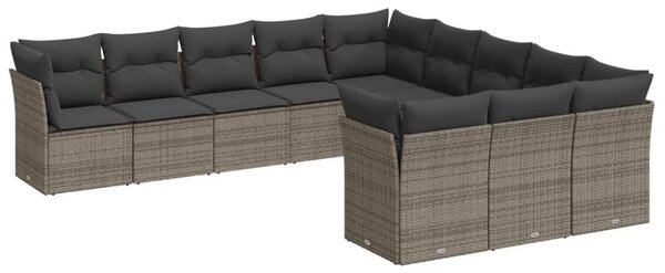 11 részes szürke polyrattan kerti ülőgarnitúra párnákkal