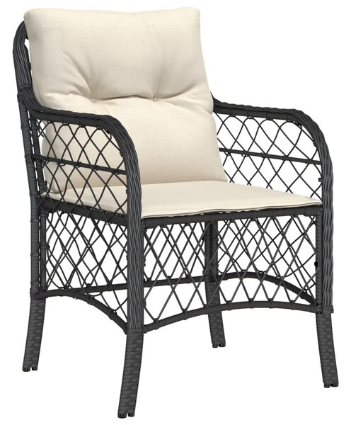 5 részes fekete polyrattan kerti étkezőgarnitúra párnákkal