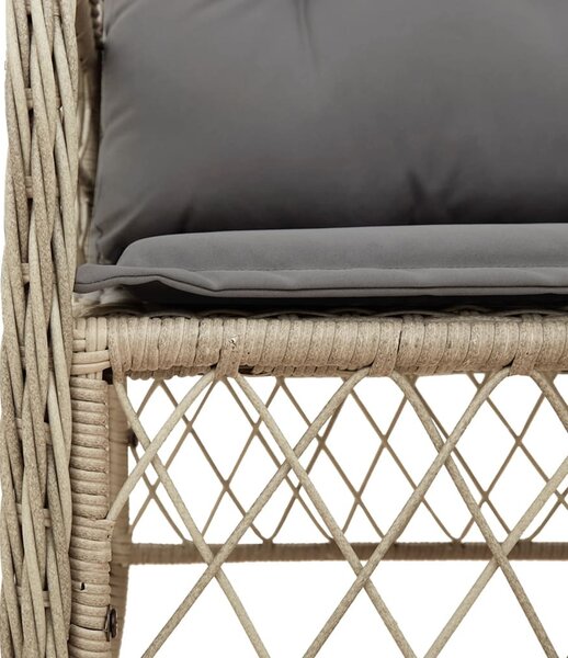 3 részes vegyes bézs polyrattan bisztrógarnitúra párnákkal