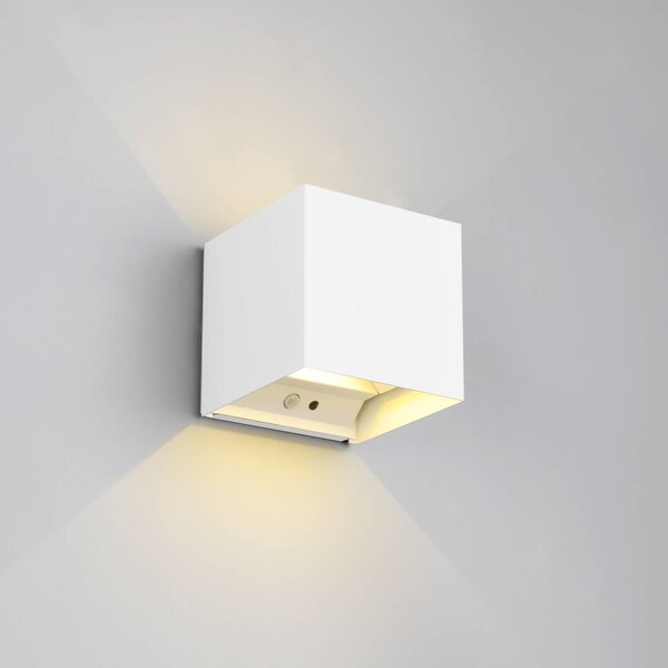 LED újratölthető kültéri fali lámpa Talent, fehér, szélesség 10 cm