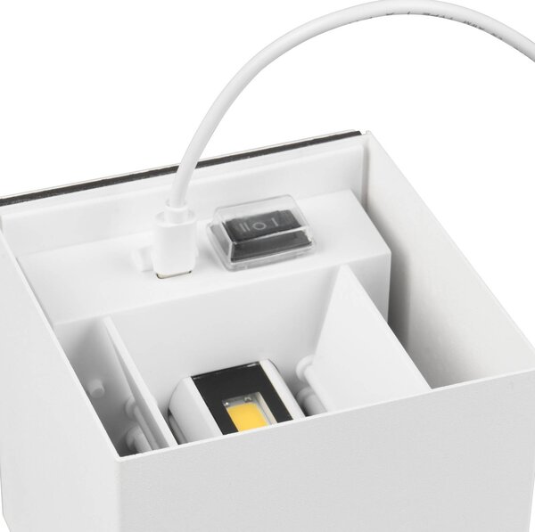LED újratölthető kültéri fali lámpa Talent, fehér, szélesség 10 cm