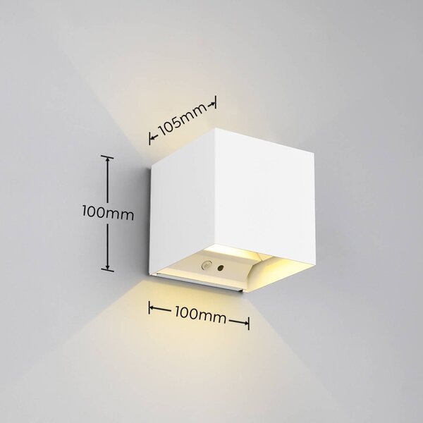 LED újratölthető kültéri fali lámpa Talent, fehér, szélesség 10 cm