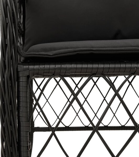 5 részes fekete polyrattan kerti étkezőgarnitúra párnákkal