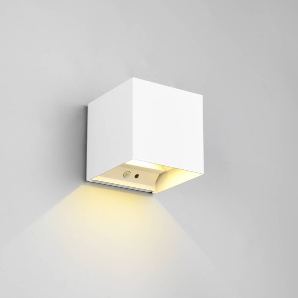 LED újratölthető kültéri fali lámpa Talent, fehér, szélesség 10 cm