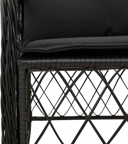 3 részes fekete polyrattan bisztrógarnitúra párnával