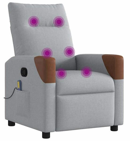 VidaXL világosszürke szövet dönthető masszázsfotel