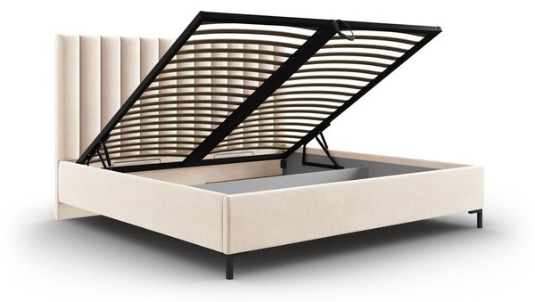 Bézs kárpitozott ágyneműtartós franciaágy ágyráccsal 180x200 cm Casey – Mazzini Beds