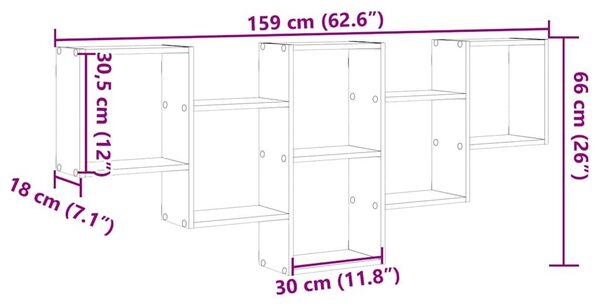 VidaXL antik fa színű szerelt fa fali polc 159 x 18 x 66 cm