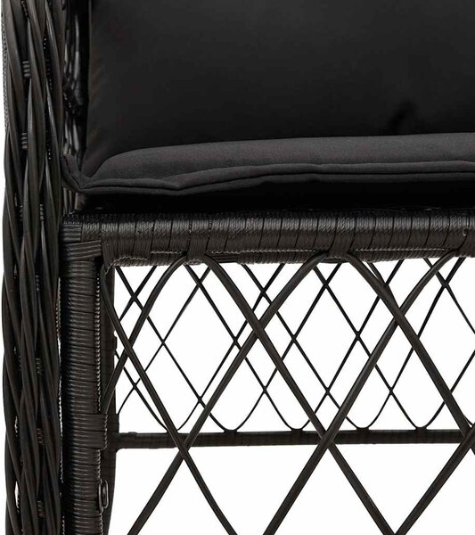 5 részes fekete polyrattan kerti étkezőgarnitúra párnákkal