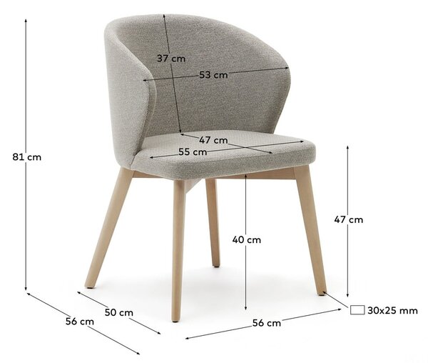 Bézs kárpitozott étkezőfotel Darice – Kave Home