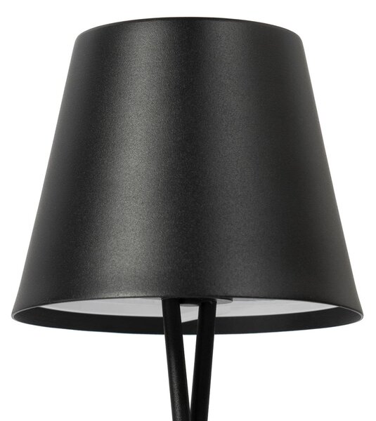 Lindby LED-es újratölthető asztali lámpa Janea CROSS, fekete, fém, dimmelhető, Fekete, fém, Modern