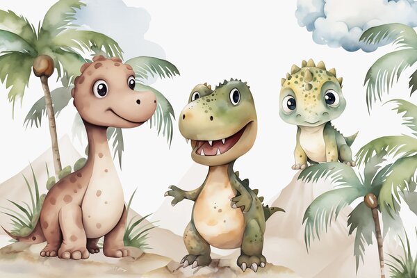 Fotótapéta Sziklákon álló dinoszauruszok csoportja, Modern fotótapéta, Modern fotótapéta, w03675 - Muralas.hu