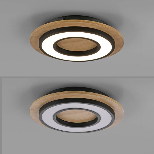 JUST LIGHT. GmbH LED mennyezeti lámpa Tola, kerek, fa, 3.000 K, Világos fa, Nappali / Étkező, Fa, Modern