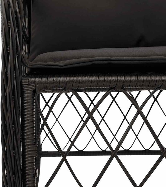 5 részes fekete polyrattan kerti étkezőgarnitúra párnákkal