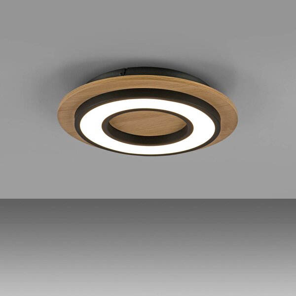 JUST LIGHT. GmbH LED mennyezeti lámpa Tola, kerek, fa, 3.000 K, Világos fa, Nappali / Étkező, Fa, Modern