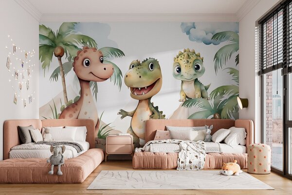 Fotótapéta Sziklákon álló dinoszauruszok csoportja, Modern fotótapéta, Modern fotótapéta, w03675 - Muralas.hu
