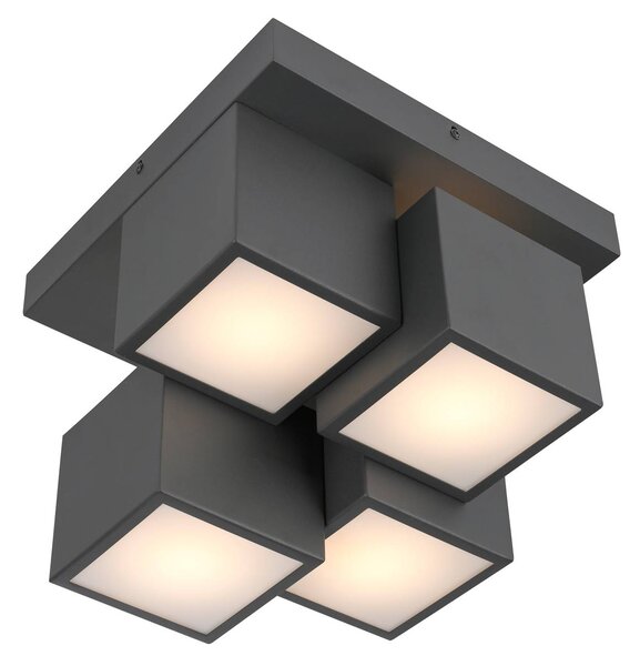 JUST LIGHT. GmbH LED mennyezeti lámpa Tetris, vas, 3000 K, fekete, Fekete, Nappali / Étkező, fém, Modern