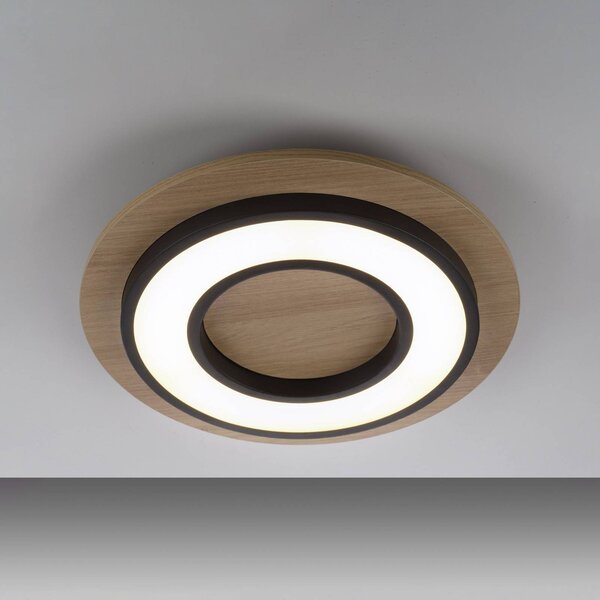 JUST LIGHT. GmbH LED mennyezeti lámpa Tola, kerek, fa, 3.000 K, Világos fa, Nappali / Étkező, Fa, Modern
